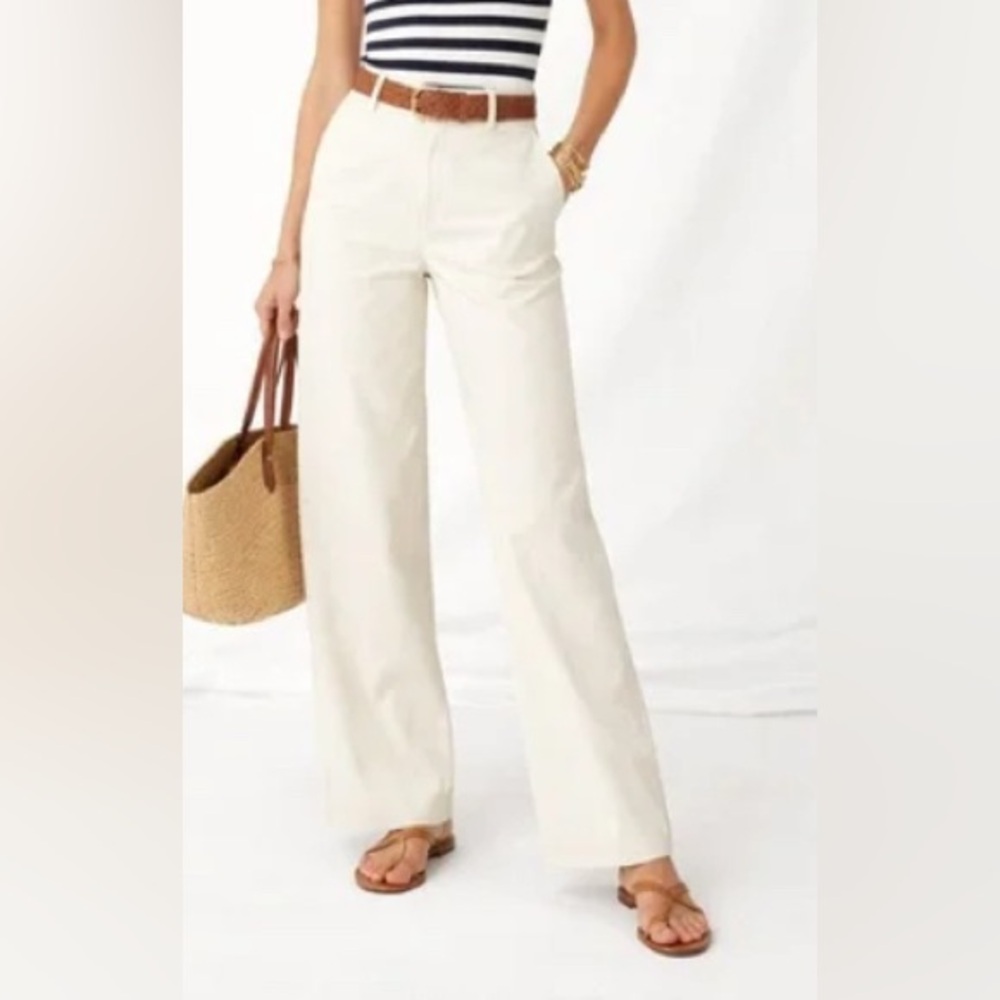 J. Crew Cream Wide-Leg Trousers